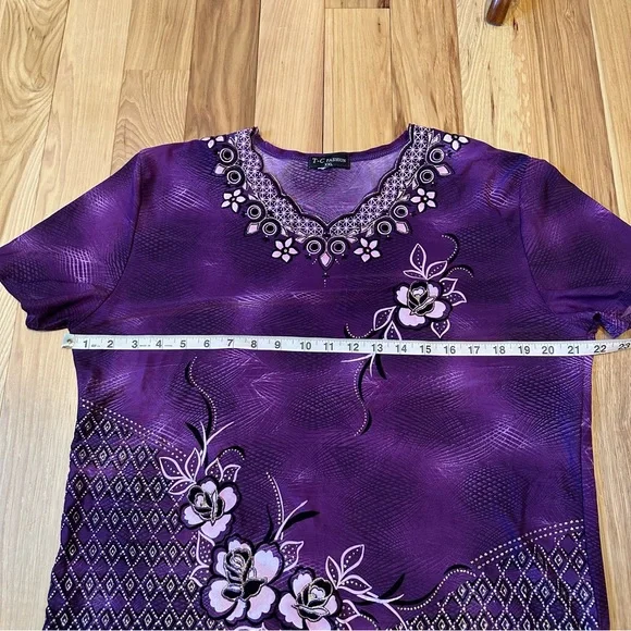 T-C Fashion Co-Ord Purple, White and Black with Gold Glitter Top and Maxi Skirt - Picture 9 of 12